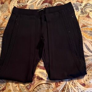 Elegant Black Women's Leggings with side leg embellishments